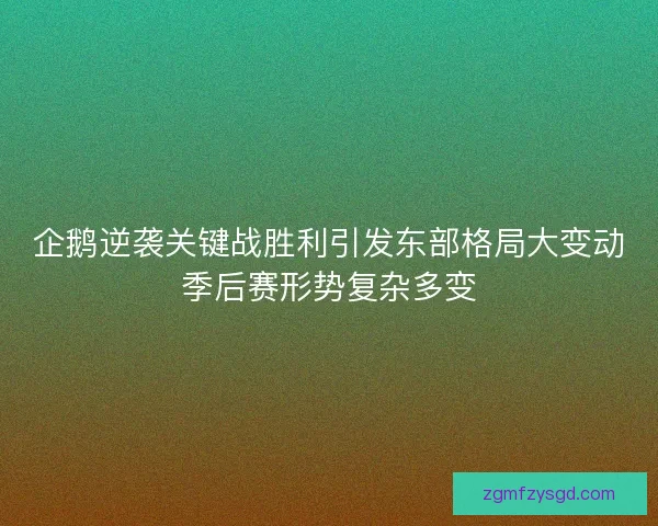 企鹅逆袭关键战胜利引发东部格局大变动季后赛形势复杂多变